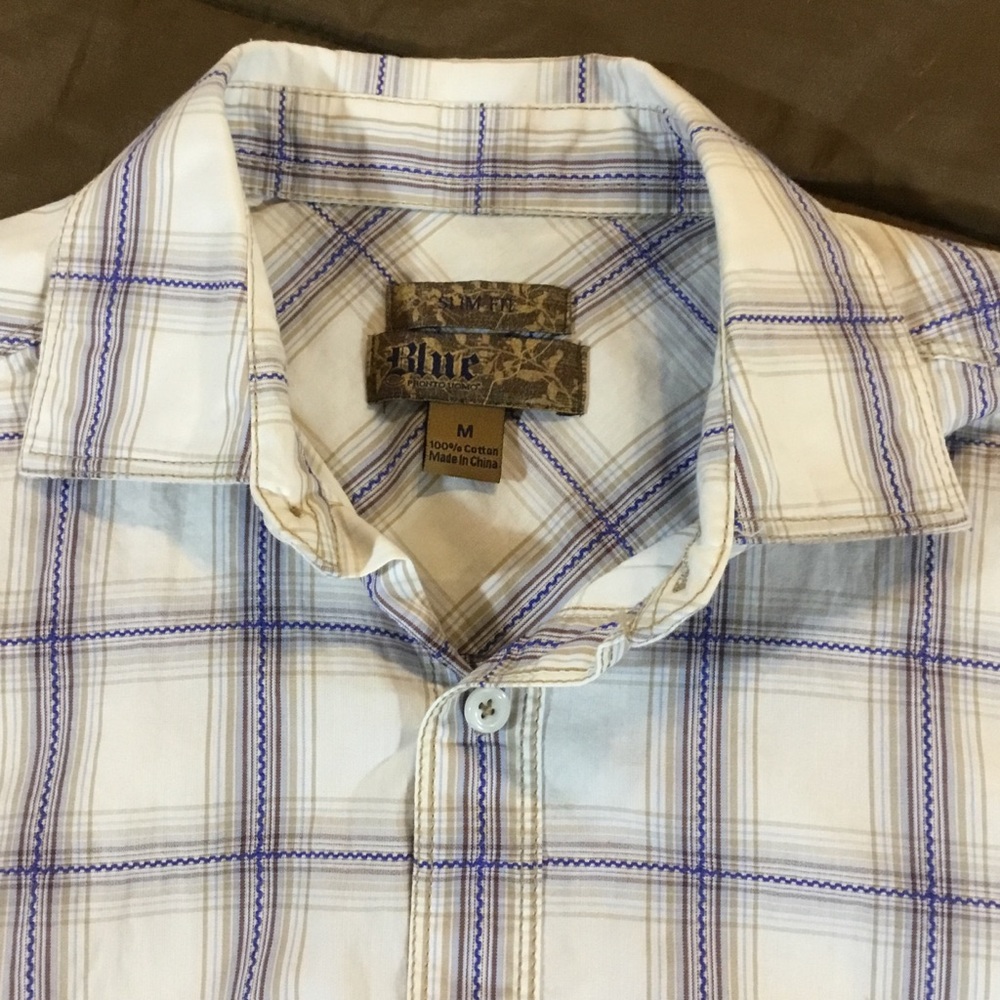 Men’s Blue Pronto Uomo short sleeve button down